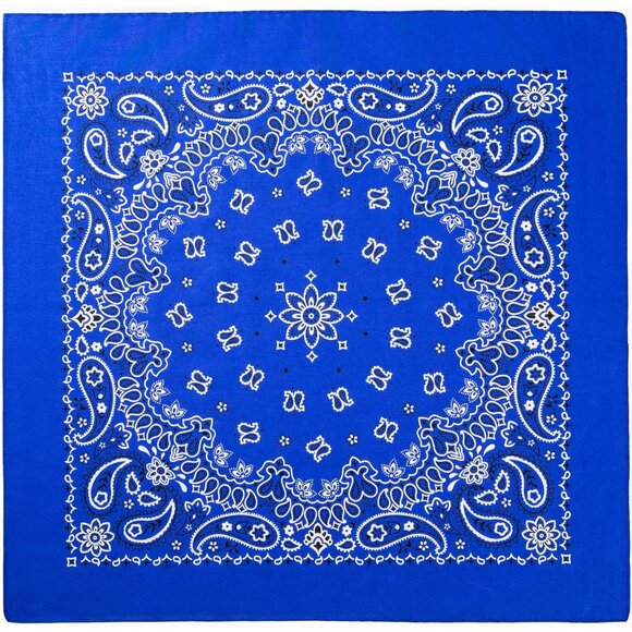 Women's Royal Blue Cotton Bandana Large Cowgirl Handkerchief Headband Scarf - Picture 5 of 7